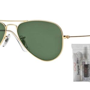 Ray-Ban RB3044 AVIATOR SMALL METAL L0207 52M Gold/G-15 Green Crystal Sunglasses+ BUNDLE with Designer iWear Eyewear Kit