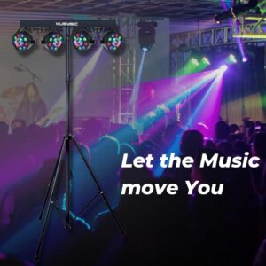 MUSYSIC LED RGB Dj Light with Stand, 4 Par Powerhouse GigBar for Parties, Concerts, and Light Shows, Lighting Package w/Stage Light Stand - MU-L31G