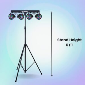 MUSYSIC LED RGB Dj Light with Stand, 4 Par Powerhouse GigBar for Parties, Concerts, and Light Shows, Lighting Package w/Stage Light Stand - MU-L31G