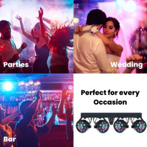 MUSYSIC LED RGB Dj Light with Stand, 4 Par Powerhouse GigBar for Parties, Concerts, and Light Shows, Lighting Package w/Stage Light Stand - MU-L31G