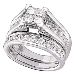 roy rose jewelry 14k white gold womens princess diamond bridal wedding engagement ring band set 3-carat tw