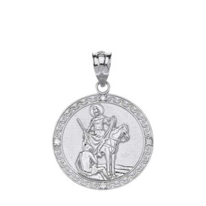 claddagh gold 925 sterling silver st. martin of tours cz religious round medal pendant (1")