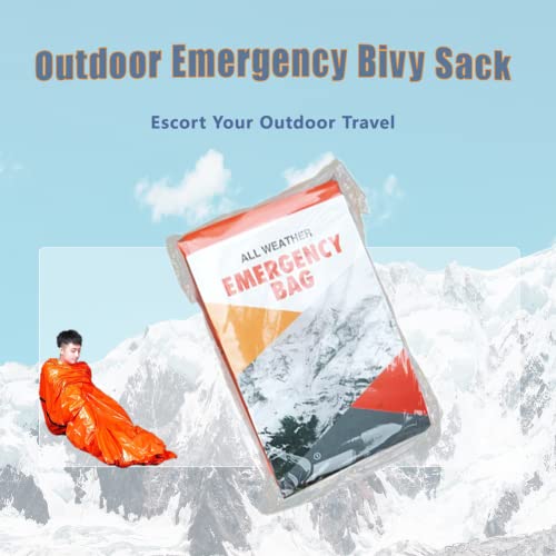 Emergency Sleeping Bag Bivy Sack Lightweight Thermal Waterproof Wear Resistant and Highly Reflective, All Weather Energency Bag for Camping Hiking Outdoor Survive