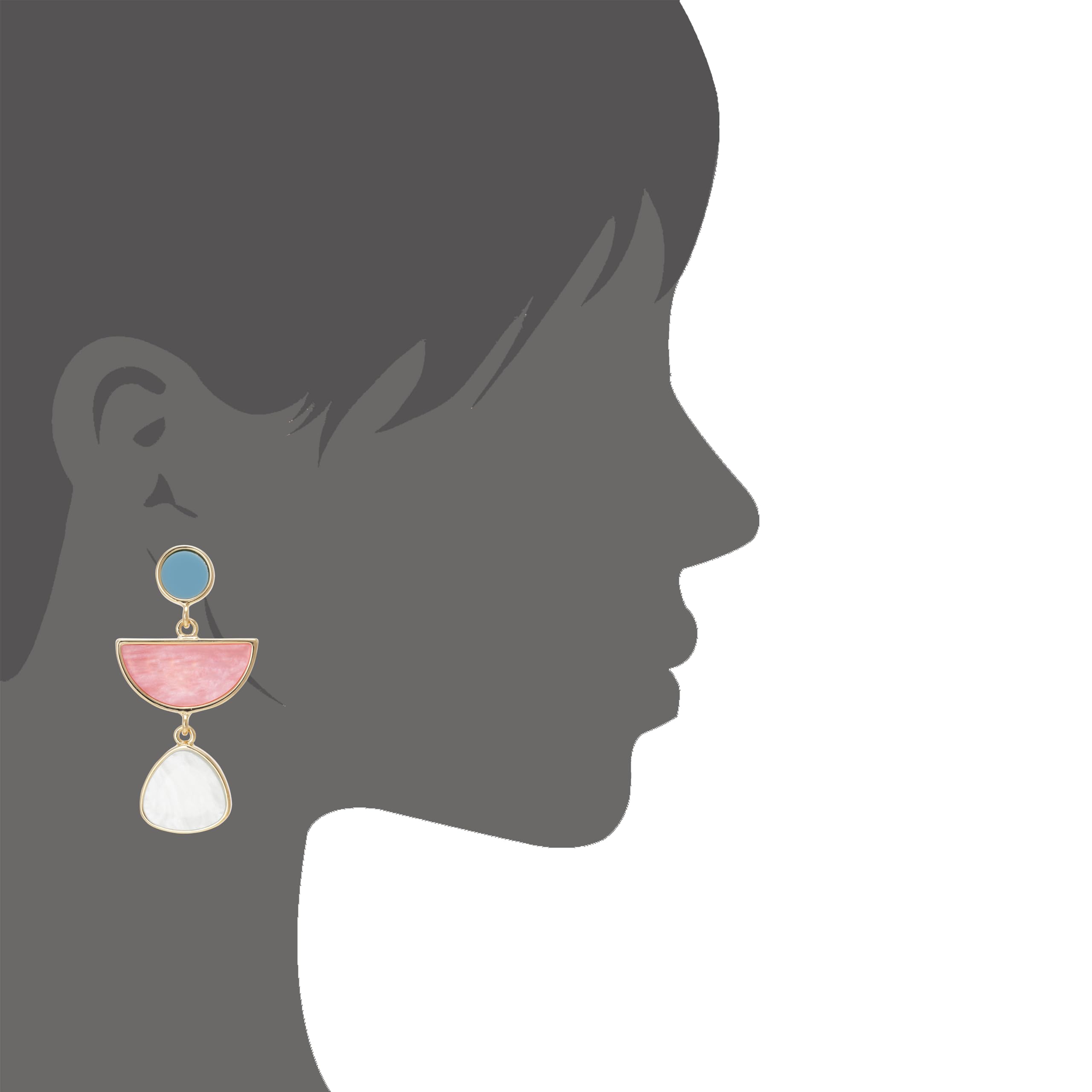 Multi Colorblock Geomtric Frame with Acrylic Gem Tear Drop Statement Earrings