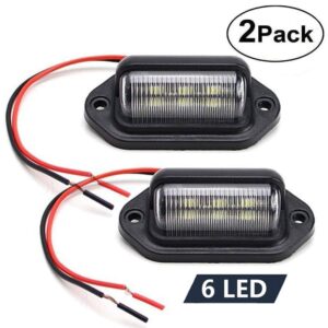 JEDEW License Plate Light (2 Pack), 12V 6-SMD LED License Plate Lamp Taillight for Truck SUV Trailer Van, Step Courtesy Lights, Dome/Cargo Lights