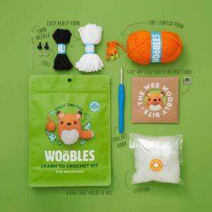 The Woobles Beginners Crochet Kit with Easy Peasy Yarn as seen on Shark Tank - with Step-by-Step Video Tutorials - Felix The Fox