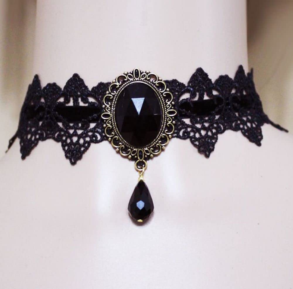 AOCHEE Black Lace Choker Necklace Lace Gothic Choker for Women for Halloween Weeding Costume Party Prom Vampire Choker (Black)