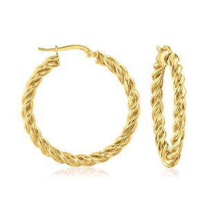 Ross-Simons Italian 18kt Gold Over Sterling Medium Twisted Hoop Earrings