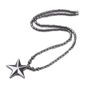 lzd hematite necklace mens womens unisex black star magnetic clasp x75