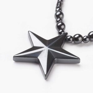 LZD Hematite Necklace Mens Womens Unisex Black Star Magnetic Clasp X75