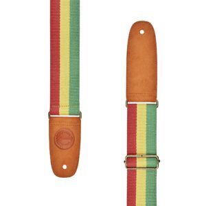 Amumu Reggae Guitar Strap Jamaica Rasta for Acoustic, Electric and Bass Guitars with Strap Blocks & Headstock Strap Tie