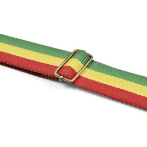 Amumu Reggae Guitar Strap Jamaica Rasta for Acoustic, Electric and Bass Guitars with Strap Blocks & Headstock Strap Tie