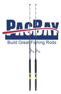 xcaliber marine pair (2) tournament series 15-30lb saltwater trolling rod w/pac bay guides (blue & silver)