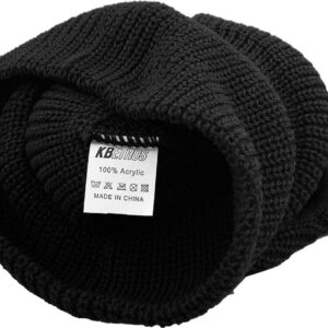 KBH-16 BLK Three Hole Mask Winter Knit Ski Hat Ribbed Beanie Balaclava