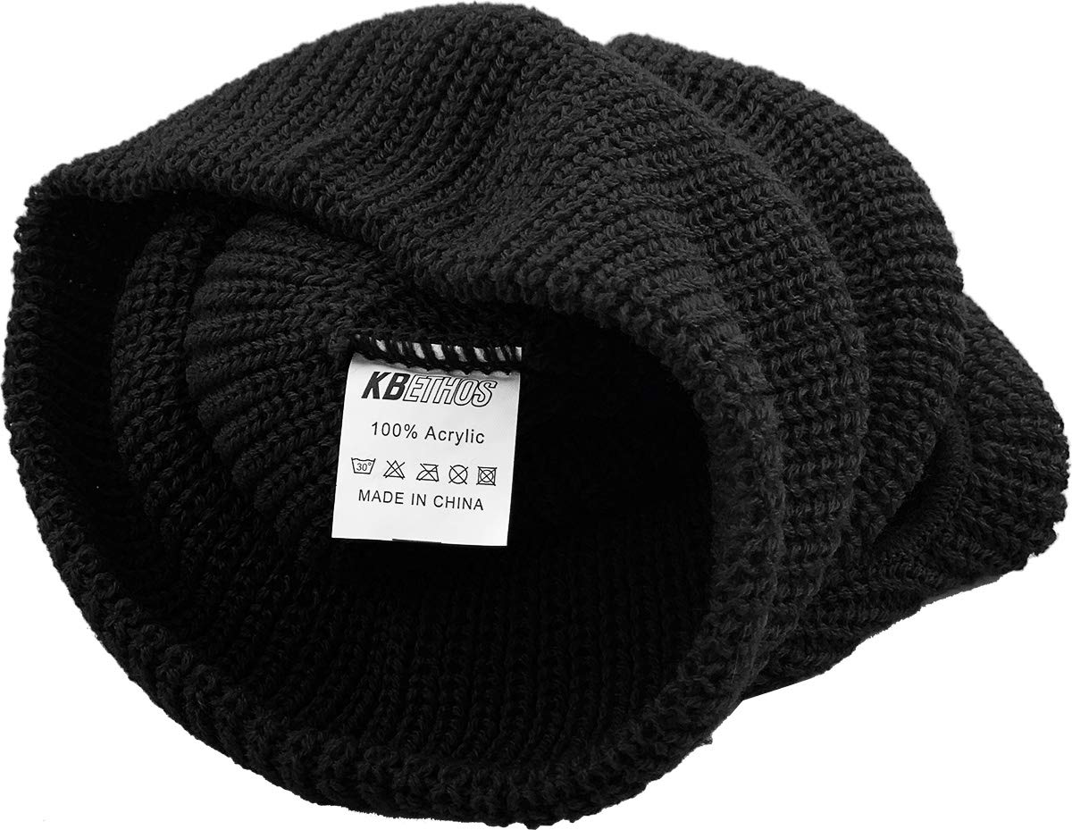 KBH-16 BLK Three Hole Mask Winter Knit Ski Hat Ribbed Beanie Balaclava