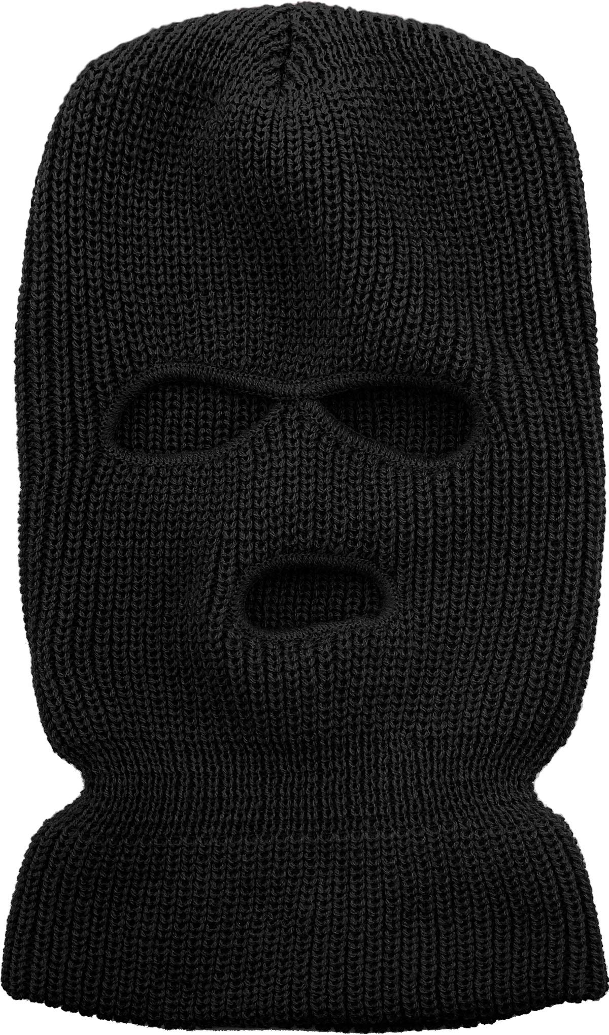 KBH-16 BLK Three Hole Mask Winter Knit Ski Hat Ribbed Beanie Balaclava