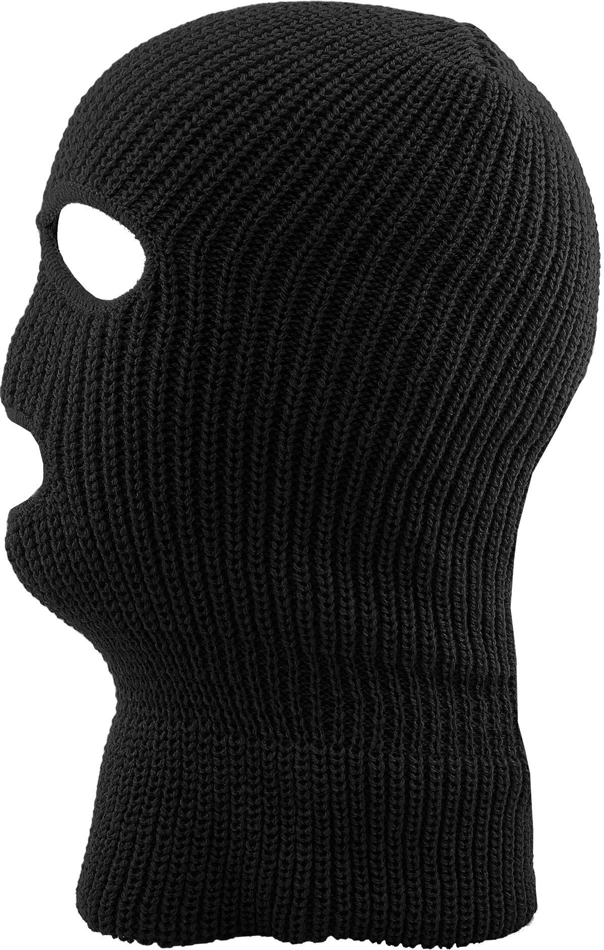 KBH-16 BLK Three Hole Mask Winter Knit Ski Hat Ribbed Beanie Balaclava