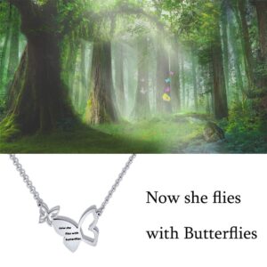 KUIYAI Now She Flies with Butterflies Necklace Rememberance Necklace (butterflies necklace)