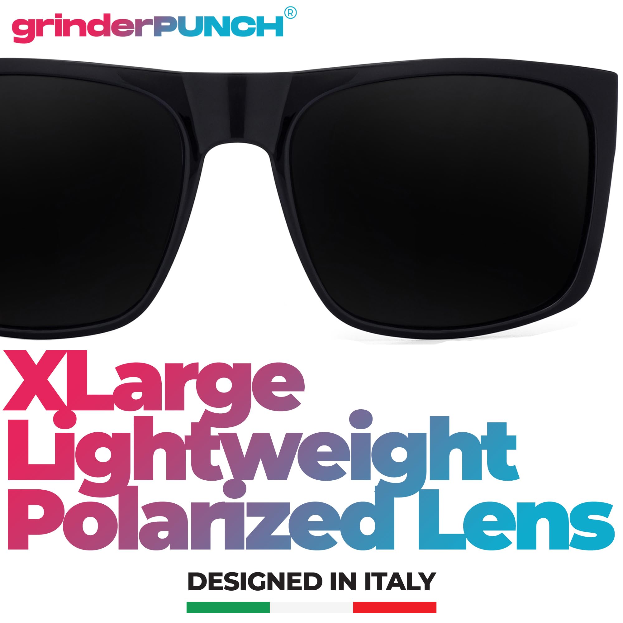 grinderPUNCH 2 Pack XL Polarized Big Wide Frame Large Head Fit Sunglasses for Sports Driving Fishing Glasses