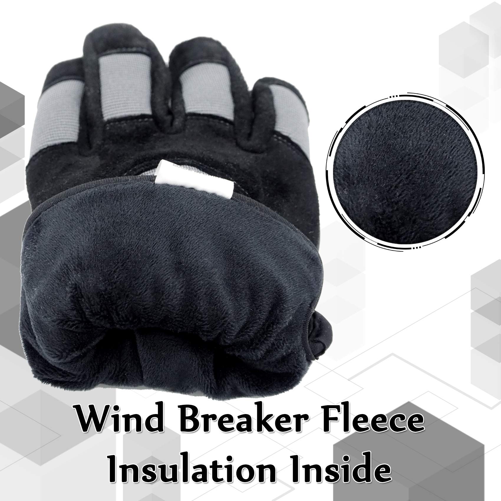 SKYDEER Winter Leather Work Gloves, Warm Fleece Insulation Lining for Cold Weather Work, Water Resistance, Thermal Insulated Gloves (SD2240T/XL)