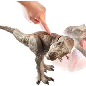 Jurassic World Bite 'n Fight Tyrannosaurus Rex in Larger Size with Realistic Sculpting, Articulation and Dual-Button Activation for Tail Strike and Head Strikes, Ages 4 and Older