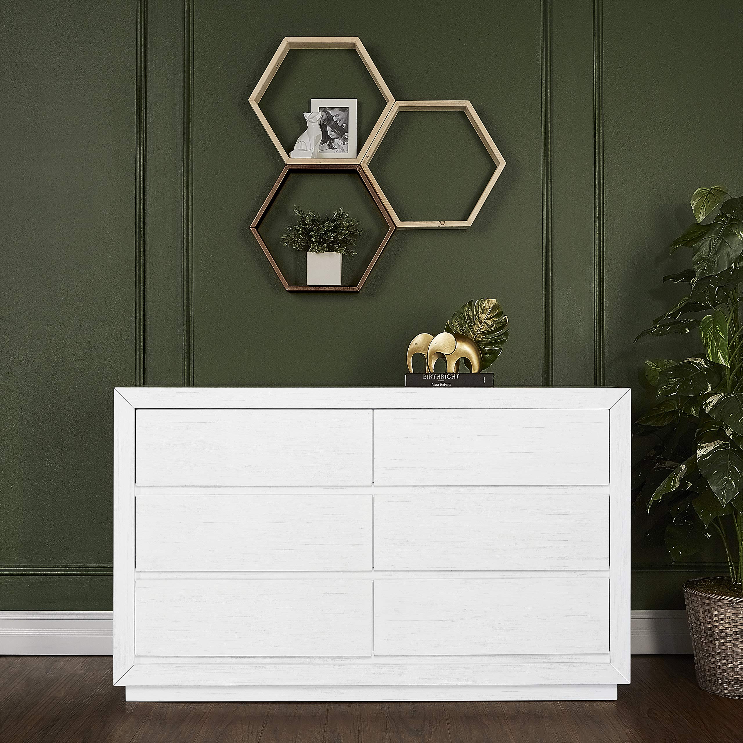 Evolur Maddox Double Dresser, Weathered White