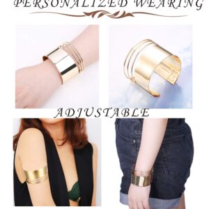 HANPABUM Women Gold Tone Choker Necklace and Cuff Bangle Bracelet Jewelry Set Exaggerated Punk Style (A:Gold Tone)