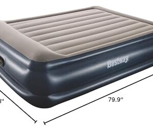 Bestway Tritech Inflatable Air Mattress 22 Inch Queen-Sized 2 Person Bed with Built-in Air Pump, Storage Bag, and Repair Patch