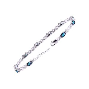 Rylos Stunning Simulated Alexandrite/Mystic Topaz & Diamond XOXO Hugs & Kisses Tennis Bracelet Set in Sterling Silver - Adjustable to fit 7" - 8" Wrist