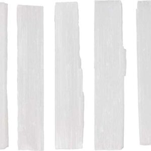 CircuitOffice 5 Piece Selenite Sticks 3-4", for Wicca, Reiki, Healing, Metaphysical, Chakra, Positive Energy, Lucky Feng Shui, Meditation, Protection, Powers, Decoration or Gift