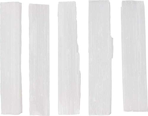 CircuitOffice 5 Piece Selenite Sticks 3-4", for Wicca, Reiki, Healing, Metaphysical, Chakra, Positive Energy, Lucky Feng Shui, Meditation, Protection, Powers, Decoration or Gift