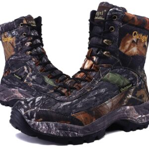 cungel Men's Hunting Boot 8-INCH Camouflage Timber Waterproof Hunter Shoes Forest Boots Jungle Anti-Slip Lightweight Breathable Durable Fishing Hiking Working Field Hunting(black camo,7.5)