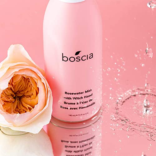 boscia Rosewater Mist with Witch Hazel, Vegan, Cruelty-Free, Natural and Clean Skincare, Alcohol-Free Face Toner with Rosewater, Witch Hazel and Aloe Vera, 4.73 Fl Oz (Pack of 1)