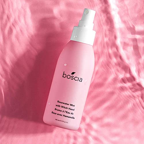 boscia Rosewater Mist with Witch Hazel, Vegan, Cruelty-Free, Natural and Clean Skincare, Alcohol-Free Face Toner with Rosewater, Witch Hazel and Aloe Vera, 4.73 Fl Oz (Pack of 1)