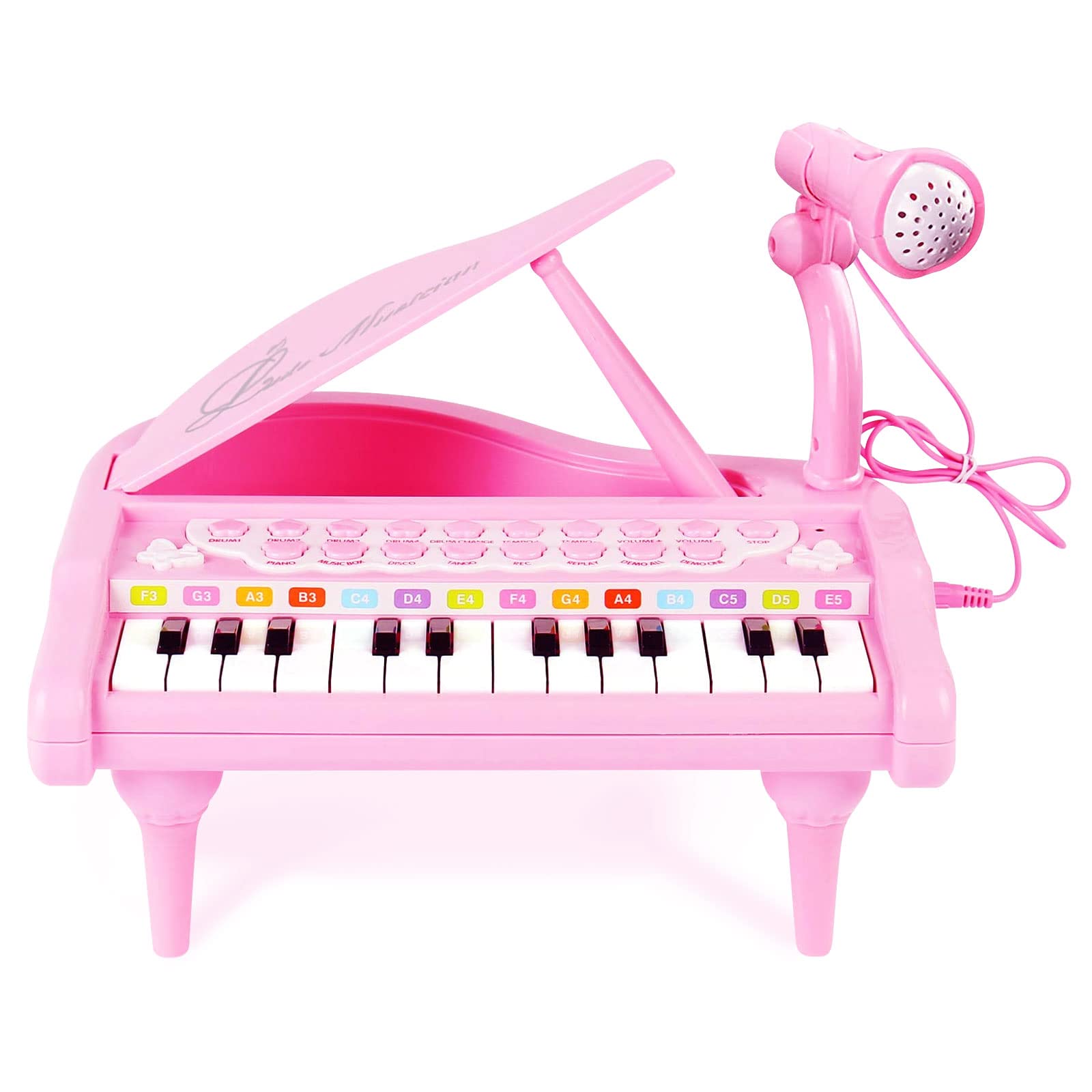 Conomus Piano Keyboard Toy for Girls-1 2 3 Year Old Girls First Birthday Gift -24 Keys Toddler Piano Multifunctional Musical Electronic Toy