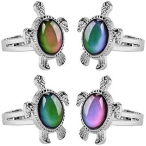 Jiali Q FANTASY 6pcs Mood Ring Change Color Ring Adjustable Size Temperature Finger Ring (turtle)