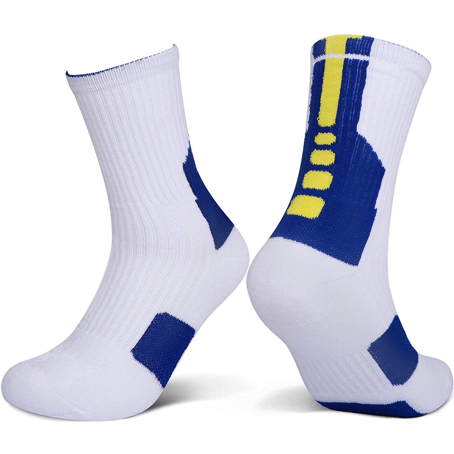 5 Pairs Mens Athletic Crew Socks Basketball Cushioned Thick Sport Long Compression Socks,6.5-11.5