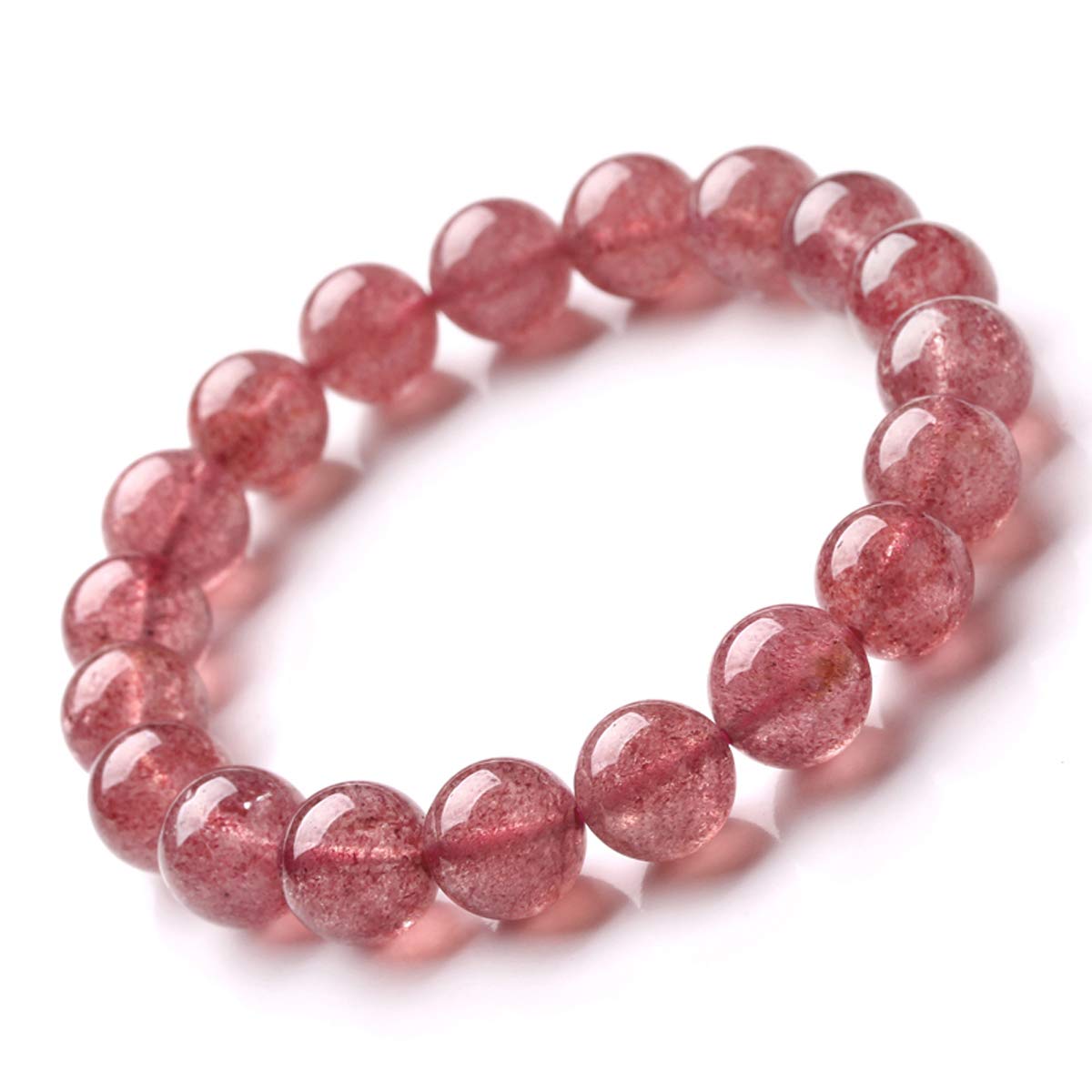 Jan&Dee Natural Women Strawberry Quartz Stretch Crystal Bracelet Beads 8mm