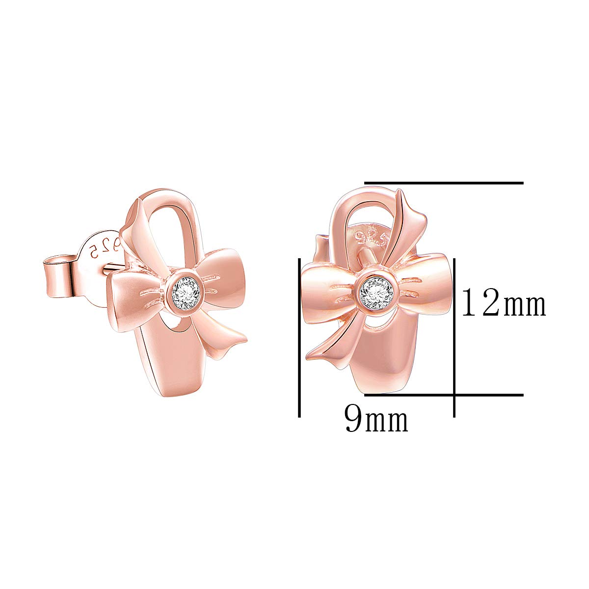 Ballet Dancer Stud Earrings 925 Sterling Silver CZ Rose Gold Plated Ballet Dancer Stud Earrings for Women Teen Daughter Ballerina Nickel Dance Graduates Jewelry