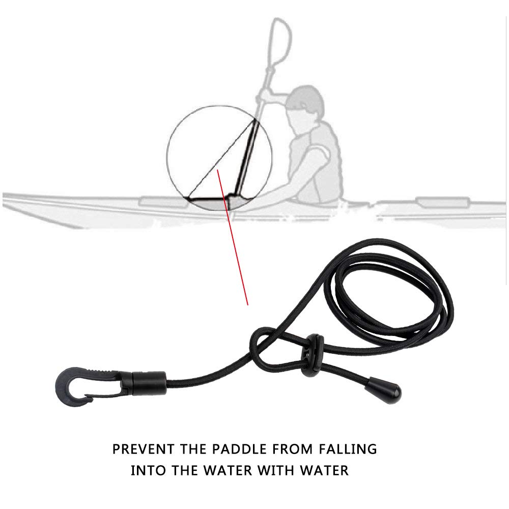 Kayak Paddle Leash 2 Pcs Safety Rod Adjustable Canoe Paddle Fishing Rod Survival Paracord Bungee Cord Safety Lanyard Strap With Snap Hook for Kayaking Securing Canoe SUP Board Rowing Surfing Cycling