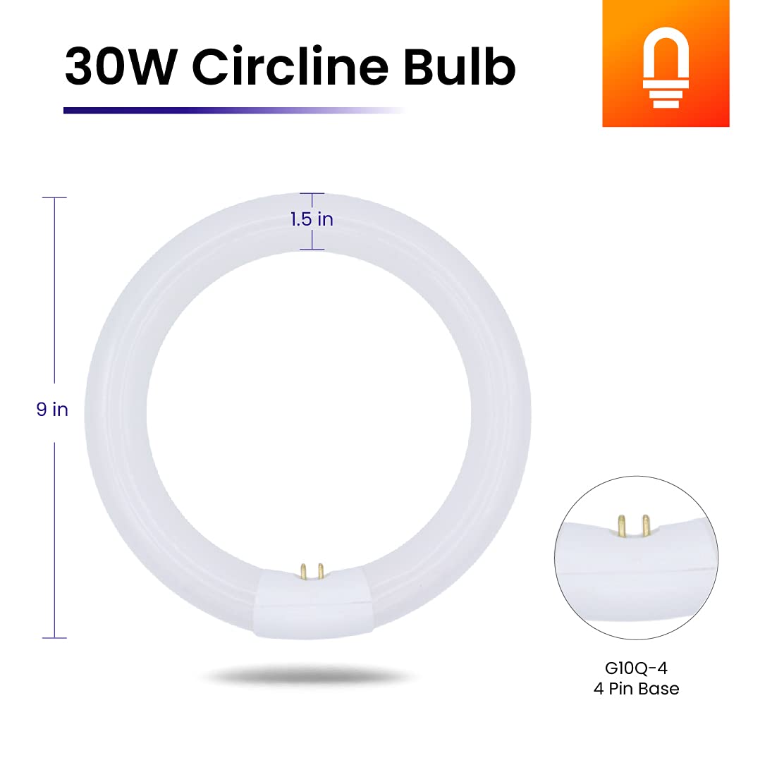 lumenivo 30 Watt Replacement Bulb for Lights of America FCL30EX-L 27K T9 9 Inch Circline Bulb with G10Q-4 4 Pin Base in a Square - 3000k Circline Fluorescent Bulb - 1 Pack