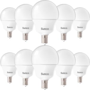 Sunco Lighting - 10 Pack E12 LED Bulbs Candelabra CRI92 5000K Daylight, 5W Equivalent 40W, 450 Lumens, Small Edison Screw Base E12, Non-Dimmable, Frosted Decorative G14 Globe Vanity Light Bulbs UL