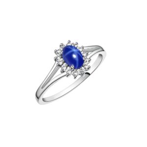 Diamond & Blue Star Sapphire Ring set in Sterling Silver