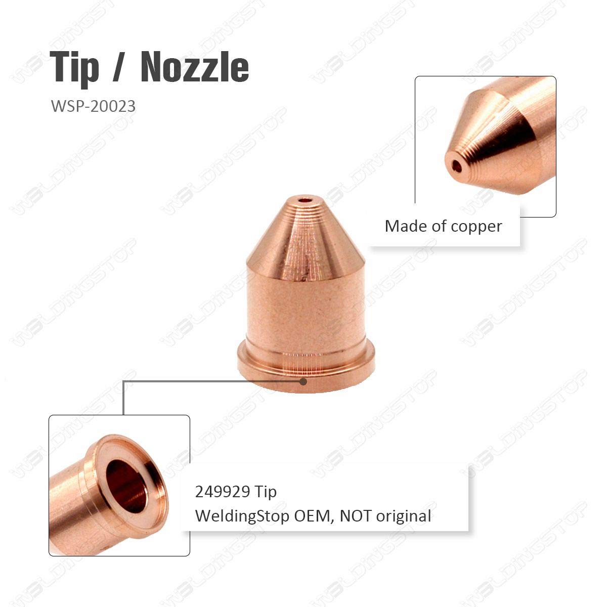 WeldingStop Electrode 256026 Tip 249929 for Miller Spectrum 875 Auto-Line Cutter XT60 Torch 60A PK-20