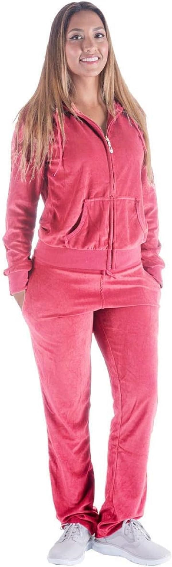 Facitisu Tracksuit for Women Set 2 Piece Joggers Velour Jogging Sweat Outfits Hoodie and Sweatpants Set XL, Coral