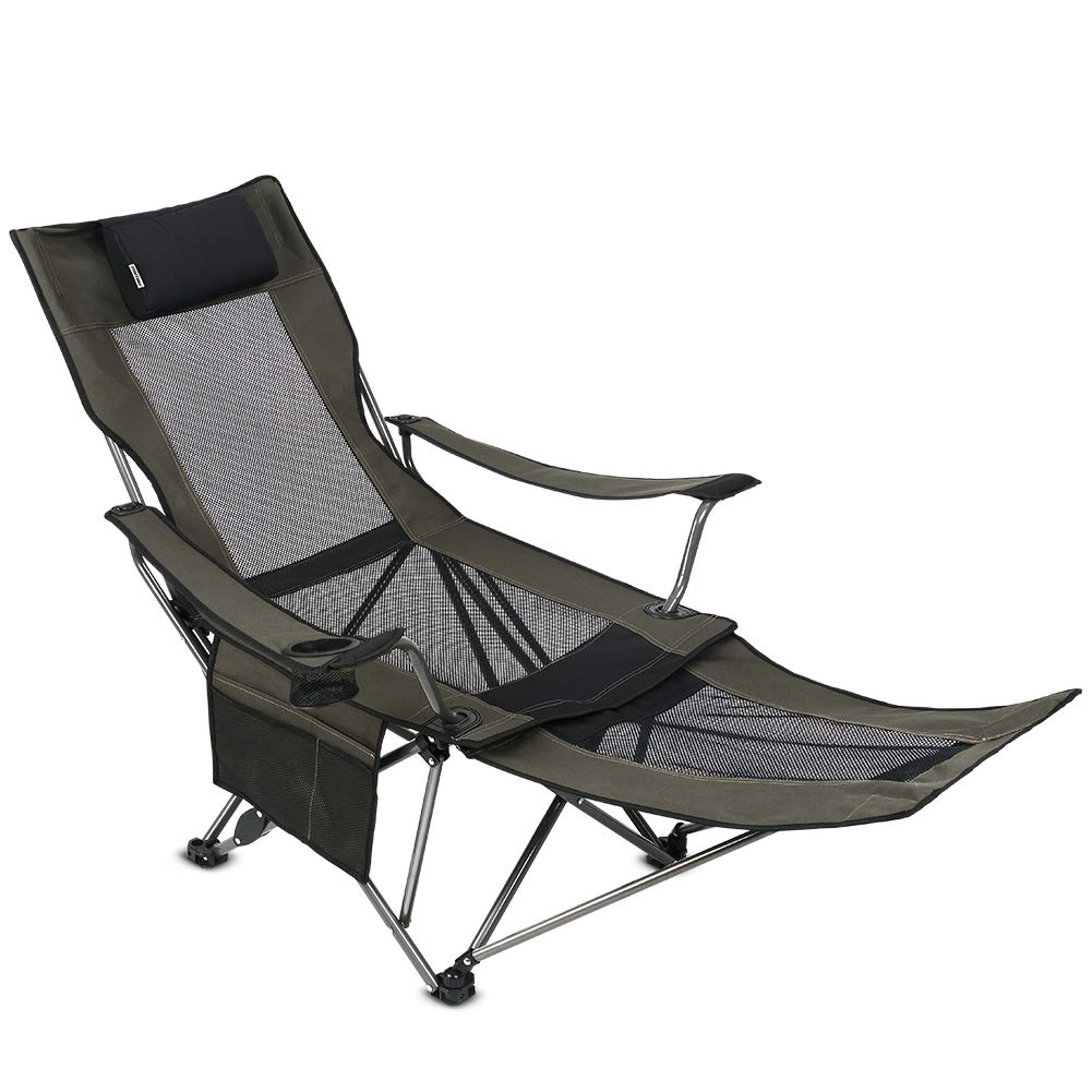 OUTDOOR LIVING SUNTIME Camping Folding Portable Mesh Chair with Removable Footrest