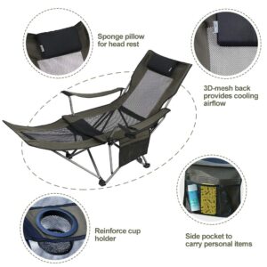 OUTDOOR LIVING SUNTIME Camping Folding Portable Mesh Chair with Removable Footrest