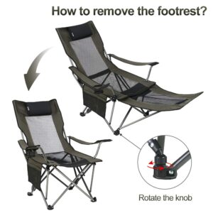 OUTDOOR LIVING SUNTIME Camping Folding Portable Mesh Chair with Removable Footrest