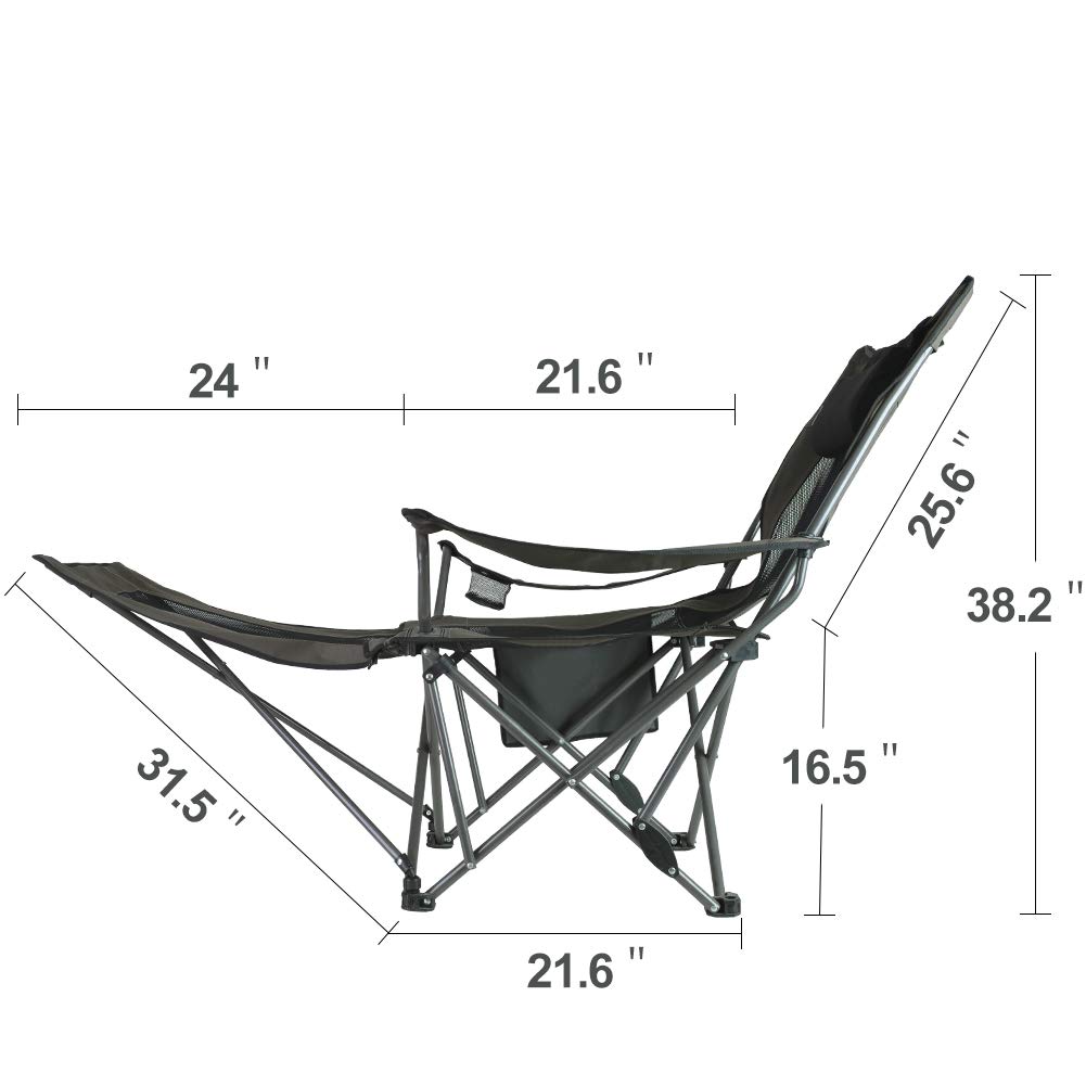 OUTDOOR LIVING SUNTIME Camping Folding Portable Mesh Chair with Removable Footrest