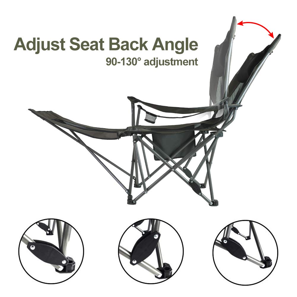 OUTDOOR LIVING SUNTIME Camping Folding Portable Mesh Chair with Removable Footrest